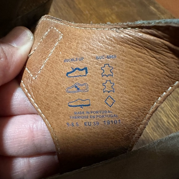 Taos Buckle Up Wedge Sandal EU 39 Olive Green Stone Leather - Picture 9 of 12